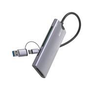 Lettore di schede multiple 6 in 1 Doppia porta USB Spine di trasferimento ad alta velocità e gioco Leghe di alluminio Design Lettore di schede USB
