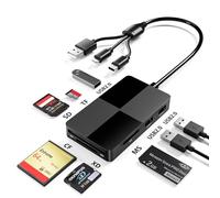 Lettore di Schede Multiple USB C USB A Lightning, SD/TF/CF/Micro SD/XD/MS 8 in 1 Lettore Adattatore Hub con 3 Porte USB 2.0 per iPhone/iPad, per schede TF SDXC SDHC CFI Micro SDXC Micro SDHC MMC UHS-I