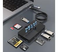 Lettore di schede multiple USB C USB3.0, adattatore per lettore di schede di memoria 8-IN-2 per SD SDXC SDHC CFI MS MMC UHS-I MicroSD MicroSDXC MicroSDHC XD Lettore di schede 3 USB3.0 MultiPort Hub