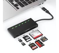 Lettore di schede multiple USB3.0, 7 in 1 USB e USB C 3.0 per SD TF Micro SD CF MS MMC Card, supporta 5Gbps ad alta velocità Lettore di schede SD/TF/Micro SD/CF/MS/XD Lettura simultanea di 5 schede
