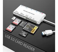 Lettore di Schede Multiple USB3.0, SD/TF/CF/Micro SD/XD/MS (5 Gbps) memoria 7 in 1/Adattatore/Hub per SD, CF,Micro SD,SDXC,Micro SDHC,Micro SDXC,MS Card,Windows/Mac OS/Android/Linux