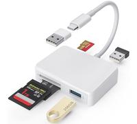 Lettore di schede SD, 5 in 1 USB-C e adattatore per schede USB con SD/MicroSD/MS e doppia porta USB-A, lettore di schede di memoria per iPhone 17/16/15 Pro Max, iPad, MacBook Pro/Air M4/M3 Android