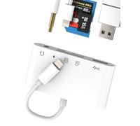 Lettore di Schede SD Adattatore USB(5 in 1) per Apple Lightning a 3.5mm per iPhone 14 Micro SD Card Reader Ricarica OTG 3.0 Cavo per iPad Fotocamera TF Memory Trasferire Adapter AUX Jack Audio Cuffie