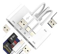 Lettore di schede SD Adattatore USB per iPhone 17 16 15 14 Pro Max Compatibile con Samsung USB C Micro SD Memory Stick Fotocamera digitale (6in3) Lightning per iPad per Apple Multi OTG Flash 3.0 Slot