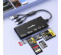 Lettore di Schede SD di Memoria 7 in 3 per iPhone iPad Samsung,Connettore Lightning+USB C+ USB3.0 OTG Adapter Memory Lettore Schede per SD/TF/CF/Micro SD/XD/MS, per Windows/Mac/Linux/Android