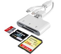 Lettore di schede SD per iPhone con USB-C e Lightning, 3 in 1 SD MicroSD xD-Picture Card Reader, compatibile con iPhone 16/15/14, iPad, MacBook, Android, fotocamera e PC