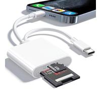 Lettore di schede SD per iPhone, iPad, lettore di schede SD USB C con doppio slot per microSD/SD, visualizzatore di schede di memoria, lettore di schede di memoria per iPhone, lettore di schede SD