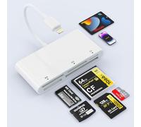 Lettore di schede SD per iPhone, lettore di schede di memoria multi iPhone 5 in 1 per schede XD, CF, SD, TF, adattatore per lettore di schede di memoria SD per iPhone 14/14 Pro/14 Pro Max/13/12/iPad
