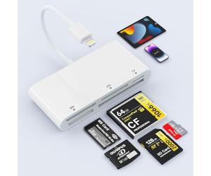 Lettore di schede SD per iPhone, lettore di schede di memoria multi iPhone 5 in 1 per schede XD, CF, SD, TF, adattatore per lettore di schede di memoria SD per iPhone 14/14 Pro/14 Pro Max/13/12/iPad