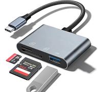 Lettore di schede SD per iPhone USB C, lettore di schede micro SD USB a 2 slot USB C USB 3 in 1 adattatore USB Pro Duo, lettore di schede USB Sd Lettore di schede flash compatto compatibile con laptop