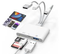 Lettore di schede SD universale per iPhone/Mac - Aggiornato TypeC (dati)+Lightning+USB Tre porte SD/TF Lettore di schede di memoria Fotocamera Digitale Trasferimento all'adattatore del telefono, Multi