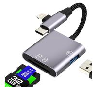 Lettore di schede SD USB Adattatore per iPhone 17 16 15 14 13 Pro Max USB C Lightning a Micro SD Card Reader per Apple MacBook per iPad Compatibile con Samsung S26 Accessorio per foto Cle Flash 3.0