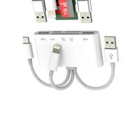 Lettore di schede SD USB C (5 in3) Adattatore flash drive USB per iPhone 17 16 15 14 Pro Max Lightning Memory Stick Adattatore compatibile con disco fotocamera Samsung esterno per iPad Tablet OTG Hub