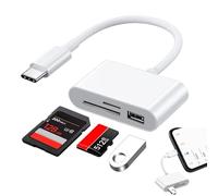 Lettore di Schede SD USB C, Adattatore Scheda da Type C a Memoria MicroSD, Adattatore di Schede SD USB C, Compatibile con iPhone 15, Huawei, iPad Pro/MacBook Pro/Air, Samsung Galaxy (USB C-3 IN 1)