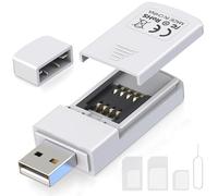 Lettore di schede SIM, adattatore nano micro standard USB per schede SIM con perno di espulsione per PC e laptop Windows, lettura modifica, copia, contatti, messaggi SMS, lettore adattatore nano SIM