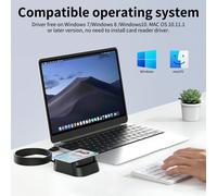 Lettore di schede smart USB plug & play e scrittore/lettore NFC 2 in 1 con slot per scheda SD, compatibilità multi-sistema (//Linux), scrittore di schede IC compatto per PC, tessere SIM/RFID/ID, facil