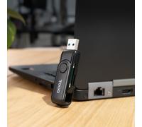 Lettore di Schede TooQ TQR-3003B USB-C 2.0 USB-A 3.0 SD TF Nero