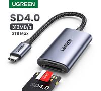 Lettore di schede UGREEN SD4.0 Adattatore per scheda di memoria da USB-C a SD MicroSD TF da 312 MB/s per telefono portatile MacBook Windows Lettore di schede MacOS