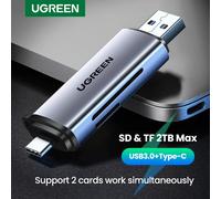 Lettore di schede UGREEN USB3.0 e USB C a SD MicroSD TF Thunderbolt 3 per PC Accessori per laptop Lettore di schede di memoria intelligente Adattatore per schede SD