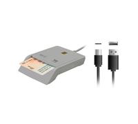 Woxter Lettore DNI elettronico con connessione tipo C - Smart DNI, DNI 3.0 e 4.0, tipo C, compatibile con PC e Mac, con adattatore tipo C a USB A. Colore bianco