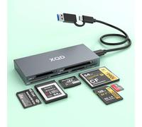 Lettore di schede XQD 6 in 2, lettore di schede di memoria per schede XQD (Sony G/M/Lexar 2933x/1400x), SD/XD/CF/MS/TF, 10 Gbps con porte USB-C e USB-A per sistemi Windows/Mac OS/Linux/Android