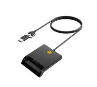 Lettore di smart card 2 in 1 USB A e USB-C, lettore di schede CAC ad accesso comune, ISO7816, lettore di schede SIM, compatibile con telefoni cellulari Windows, Mac OS, Linux e Android OTG, Plug and