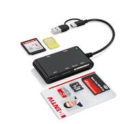 Lettore di smart card 6 in 2 USB CAC con lettore di schede SDHC/SDXC/SD e adattatore per schede Micro SD, lettore di smart card per SIM, MS, M2, MMC RS e 4.0 per Windows, Linux, Mac OS-Plug and Play