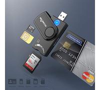 Lettore di Smart Card USB, lettore di Smart Card DOD Military USB 4 Porte CAC/SIM/SDHC/SDXC/SD e Micro SD Card Reader per MMC RS & 4.0 compatibile con Windows XP/Vista/7/8/10.