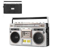 Lettore doppio altoparlante portatile, stile retrò anni '80, radio AM/FM, supporto ingresso SD/USB, lettore di nastro classico per feste, campeggio, intrattenimento