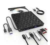 Lettore DVD/CD/DVD esterno USB 3.0 e Type-C 7 in 1, lettore ottico, lettore portatile for laptop, desktop e notebook