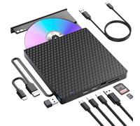 Lettore DVD CD esterno, USB 3.0 USB C, unità CD esterna per laptop, desktop, PC, MacBook, iMac, masterizzatore DVD +/-RW, lettore DVD esterno per Windows 11/10/8/7/XP/Linux/Vista/MacOS