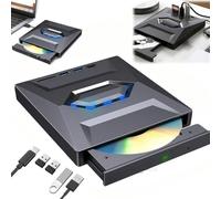 Lettore DVD esterno 7 in 1 e lettore Blu-ray, USB C 3.0 Tipo-C portatile, masterizzatore BD/DVD/CD con 3 porte USB Hub e lettore di schede SD/TF, unità ottica Blu-ray 6X per computer portatile/desktop