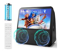 Lettore DVD Portatile 9,8‘’ con Schermo, Batteria 4000mAh Viaggio in Auto | Lettore DVD per Bambini TV, Supporta Bluetooth/AUX/AV/USB, Timer Sleep, Sync TV, DVD Player Multiregionale con Telecomando