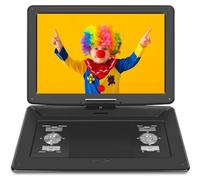 Lettore DVD portatile da 18 pollici con grande schermo girevole HD da 15,6 pollici, batteria ricaricabile 6 ore, lettore DVD portatile supporto USB/SD Card/Sync TV, diversi formati di dischi, nero