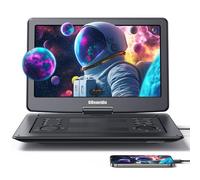Lettore DVD portatile da 18 pollici con grande schermo HD da 15,6 pollici, batteria ricaricabile da 5 ore, supporto ingresso HDMI, sincronizzazione TV/telefono, 1600x900, scheda TF USB, multiformati
