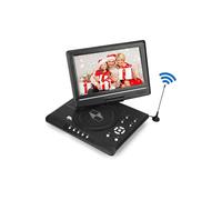 Lettore DVD portatile da 9,8 pollici con schermo girevole, ingresso/uscita AV, radio FM e sintonizzatore TV per uso domestico e in auto.