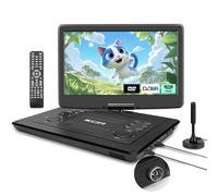 Lettore DVD/TV portatile da 15,6 pollici di KCR per bambini e auto, schermo LED da 15,6 pollici e sintonizzatore TV digitale DVB-T2, batteria ricaricabile, supporto USB/HDMI/AV/Audio e formati multipl