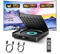 WOLFANG Mini Lettore DVD Full HD per TV con HDMI, Lettore DVD Region Free per Smart TV, Telecomando e Cavo Type-C, Lettore CD per Impianto Stereo Domestico, Porta USB 2.0, Auricolari (Non Blu-ray)