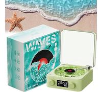 Lettore in 2024 New Waves, altoparlante Bluetooth vintage, altoparlante Bluetooth wireless, suono stereo, aiuto per il sonno con luce RGB (Green)