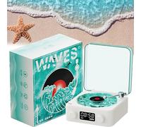 Lettore in 2024 New Waves, altoparlante Bluetooth vintage, altoparlante Bluetooth wireless, suono stereo, aiuto per il sonno con luce RGB (White)