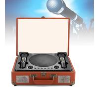 Lettore Karaoke, Con 2 Microfoni Per Canto/Riduzione Intelligente Del Rumore: 80 DB, Connessione Intelligente Da 10 M, Maniglia Per Il Trasporto Portatile,Brown
