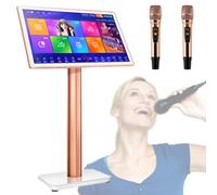 Lettore Karaoke con microfono wireless con riverbero, touch screen capacitivo da 19,5 pollici Macchina per karaoke Funzione di download nel cloud APP Riproduzione online 27 lingue,White-1TB