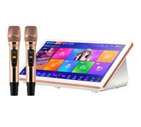 Lettore Karaoke Touch Screen Da 18,5 Pollici, Macchina Tutto In Uno, Desktop, Effetti Integrati, Con 2 Microfoni Wireless Per Feste In Famiglia Al Bar,White-2TB