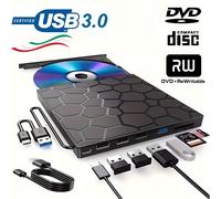 Lettore Masterizzatore 8 In 1 Disco Cd Dvd Rw USB-C 3.0 Esterno Portatile Pc Pro