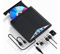 Lettore/masterizzatore Blu-ray esterno, DVD e BD, registratore DVD UHD portatile per PC Windows 7 8 10 11, nero