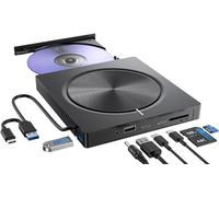 Lettore Masterizzatore Unità Esterna USB 3.0&Type C Lettore CD/DVD -/+RW Drive CD ROM per PC Portatile con 4 porte USB-A/C e Lettore di Schede TF/SD per Win/MacOS/Linux/Laptop/Desktop/Macbook Air/Pro