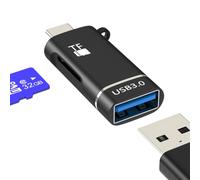 Lettore Micro SD USB C a USB Adattatore di Memoria Schede per iPhone 17 16 15 Pro Max Compatibile con Samsung S26 S25 Card Reader Compact Flash Adapter Esterno Mini OTG Porta TF Presa Tipo C