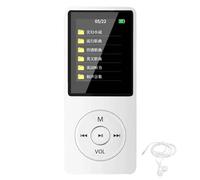 Lettore MP3 bianco con schermo LCD da 1,8" wireless, auricolari inclusi, lettore musicale portatile sottile, altoparlante esterno, supporta schede micro SD fino a 64 GB