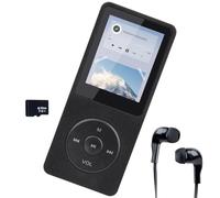 Lettore MP3 Bluetooth 5.3 da 32 GB con schermo TFT a colori da 1,8", cuffie incluse, altoparlante HD, e-book, registrazione vocale, supporto fino a 128 GB, ideale per bambini e adulti, nero