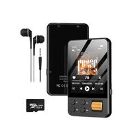 Lettore MP3 Bluetooth 5.4 da 128 GB, con touchscreen e pulsanti, lettore musicale portatile, supporta video, ebook, radio FM, registratore vocale, contapassi, altoparlante incluso, colore nero